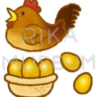 ジャックと豆の木に出てくる金の卵を産む鶏のイラスト