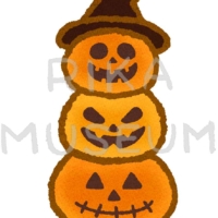 3つ重なったハロウィンのおばけかぼちゃのイラスト
