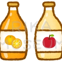 Orange and apple オレンジジュースと林檎ジュースのイラスト