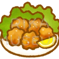 Japanese fried chicken レモンを添えた唐揚げのイラスト