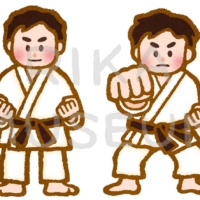 A Japanese martial art of self-defense using thrusts and kicks 空手のイラスト
