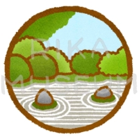 Traditional Japanese rock garden 枯山水のイラスト
