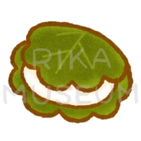 Sticky rice cakes with red bean paste fillings wrapped in oak leaf 柏餅のイラスト