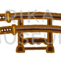 Japanese sword 刀架に飾られた日本刀のイラスト