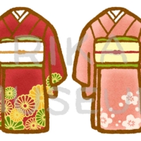 女性用の着物のイラスト