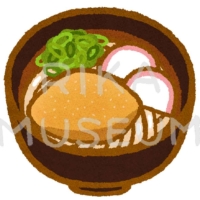 Wheat noodle topped with fried bean curd きつねうどんのイラスト