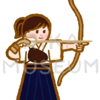 Japanese archery 弓道をする女性のイラスト