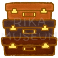 旅行用トランクが積まれたイラスト