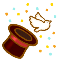 マジシャンの帽子から鳩が出てくるイラスト