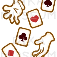 トランプを使った手品のイラスト