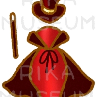 マジシャンの帽子、ステッキ、マントのイラスト