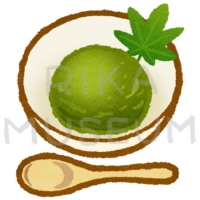 美味しそうな抹茶のアイスクリームのイラスト