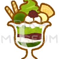 美味しそうな抹茶パフェのイラスト