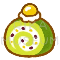 Matcha roll cake 栗と抹茶のロールケーキのイラスト