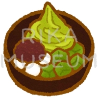 Matcha soft serve, flour dumplings, matcha warabimochi 抹茶ソフトと白玉団子と抹茶わらび餅のイラスト