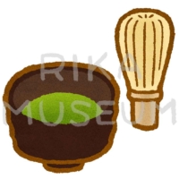 Matcha and a bamboo tea whisk 抹茶と茶筅のイラスト