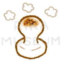 Grilled rice cake 焼いて膨らんだお餅のイラスト