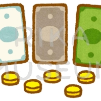 紙幣とコインのイラスト