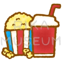 ポップコーンとドリンクのイラスト