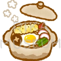 Udon noodle hot pot 鍋焼きうどんのイラスト