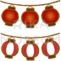 Paper lanterns at a Japanese summer festival 夏祭りの提灯のイラスト