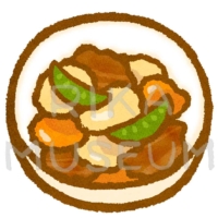 Braised meat and potatoes in soy sauce, sugar 肉じゃがのイラスト