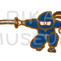 A ninja holding a Katana (Japanese sword) 剣を持つ忍者のイラスト