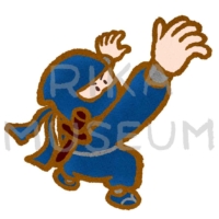 A ninja climbing a wall 壁をよじ登る忍者のイラスト