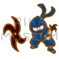 A ninja launching a Shuriken (throwing-knife) 手裏剣を投げる忍者のイラスト