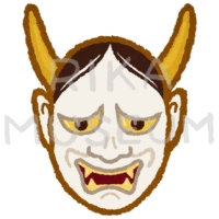 Han-nya mask 能面の般若のイラスト