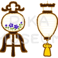 Obon lanterns お盆に、仏壇の前や玄関先に飾る盆提灯のイラスト