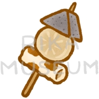 Oden on a stick こんにゃく、大根、ちくわのおでんのイラスト