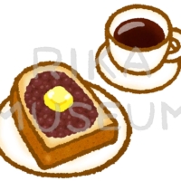 Red bean paste toast and coffee 小倉トーストとコーヒーのイラスト