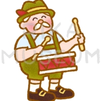 Man playing the drum オクトーバーフェストでドラムを叩く男性のイラスト