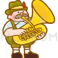 Man blowing the tuba オクトーバーフェストでチューバを弾く男性のイラスト