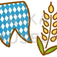 Beer festival flag and wheat オクトーバーフェストの格子模様の旗と麦のイラスト