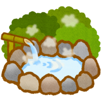 Hot spring 気持ち良さそうな温泉のイラスト