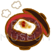 Hot sweet red bean soup with grilled rice cake お汁粉のイラスト