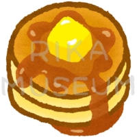 メープルシロップとバターがたっぷりかかったパンケーキのイラスト