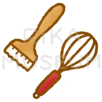 お菓子作りに使う刷毛と泡立て器のイラスト