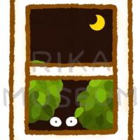 窓から覗く目のイラスト