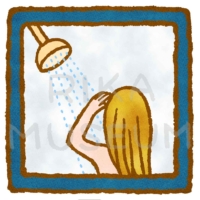 シャワーを浴びる女性のイラスト