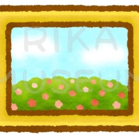 お花畑の絵画のイラスト