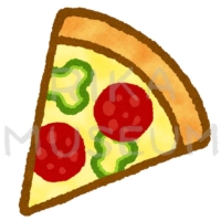 美味しそうなサラミのピザのイラスト