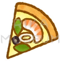 美味しそうなシーフードピザのイラスト