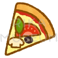 美味しそうなトマトとマッシュルームのピザのイラスト