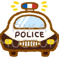 犯人を追いかけるパトカーのイラスト