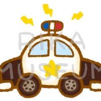 サイレンを鳴らすパトカーのイラスト