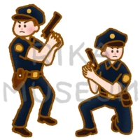 銃を構える警察官のイラスト