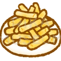 French fries お皿いっぱいのフライドポテトのイラスト